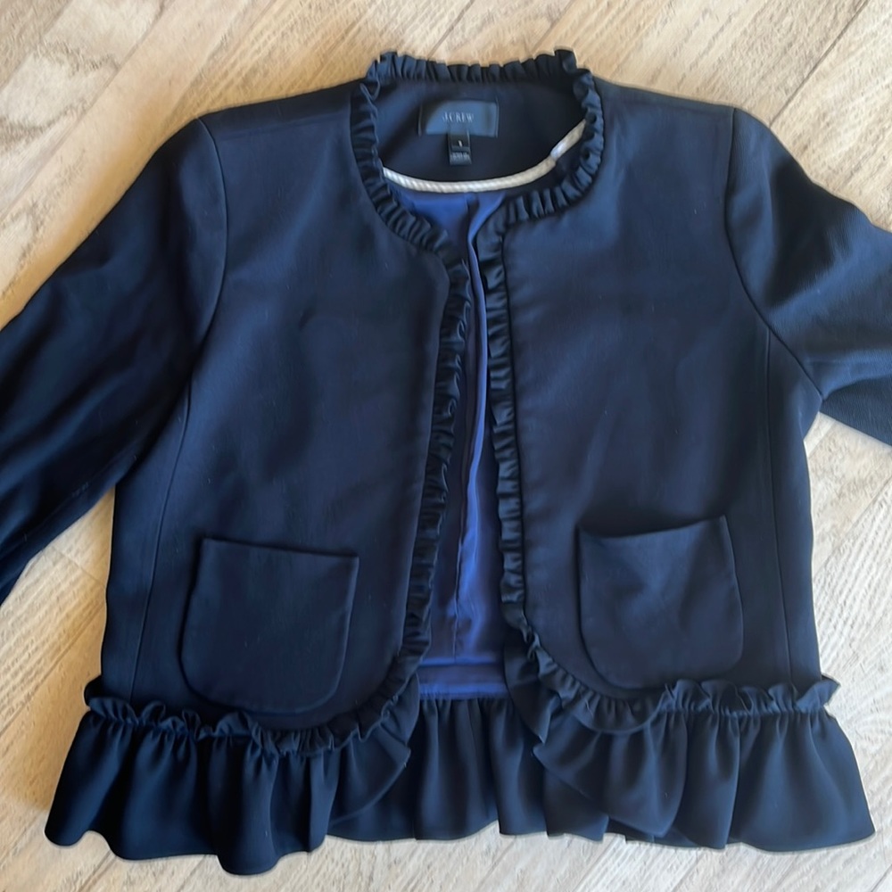 J Crew black Going Out Blazer w/ ruffles 8